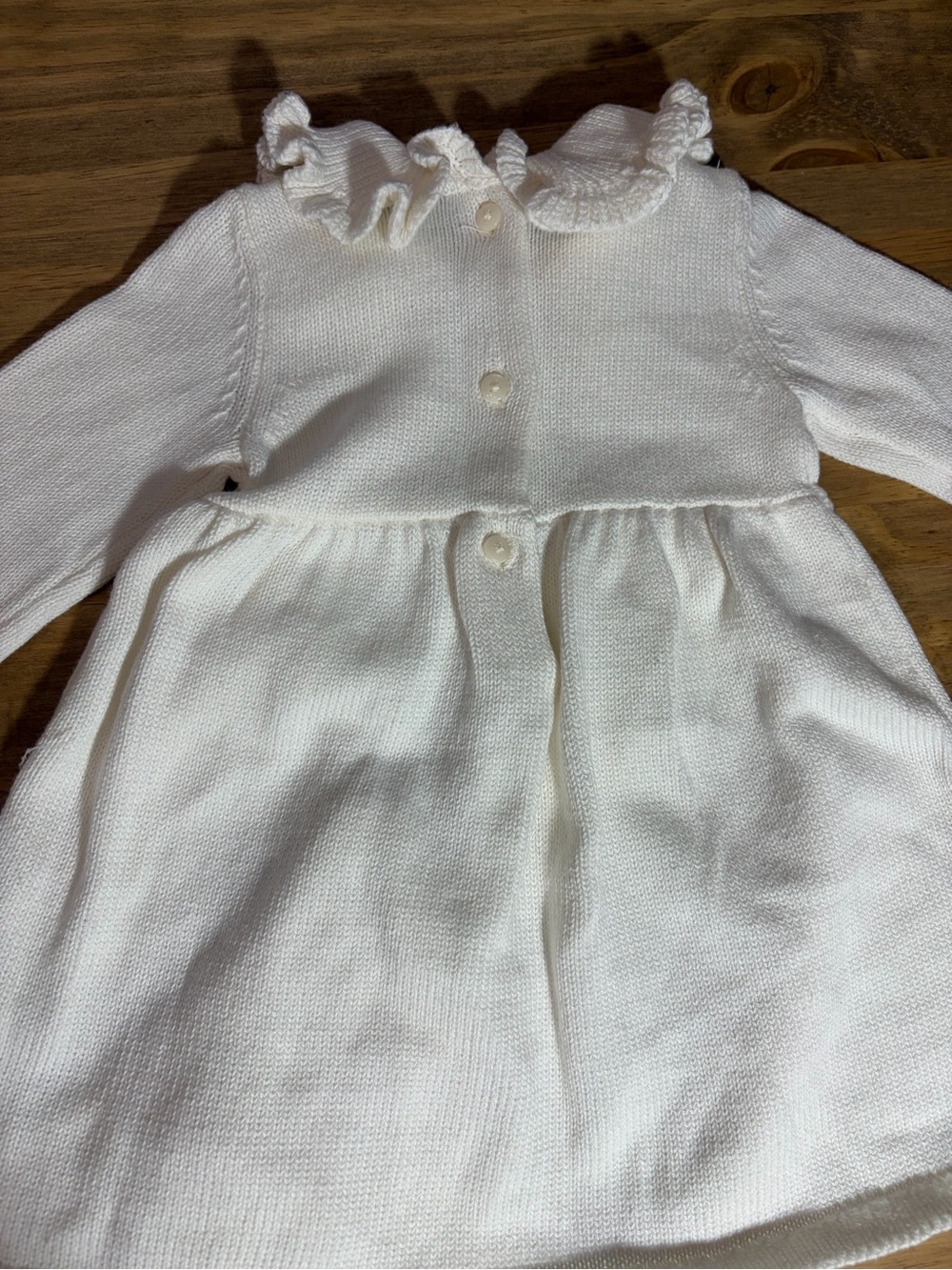 Carter's Cream Knit Ruffle Collar Dress with Matching Bloomer - Picture 3 of 3